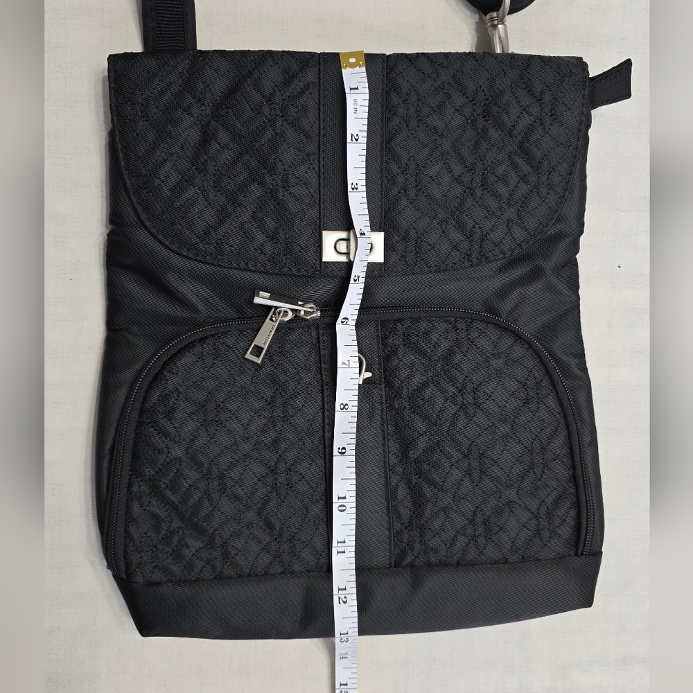 Travelon Anti Theft Elegant Black Quilted Women's Bag - Picture 11 of 12